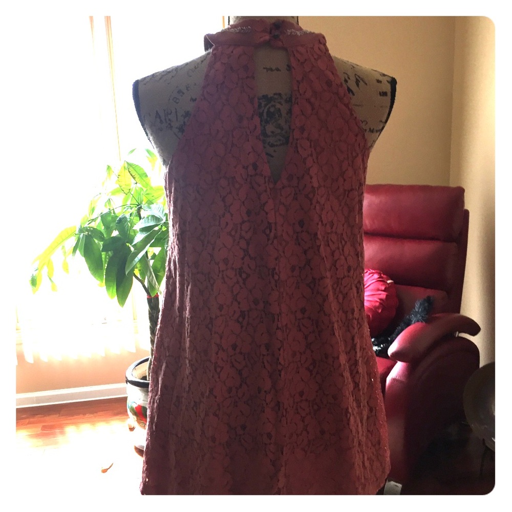 Coral high neck dress
